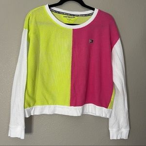Tommy Hilfiger| neon cropped long sleeve jersey top 1121